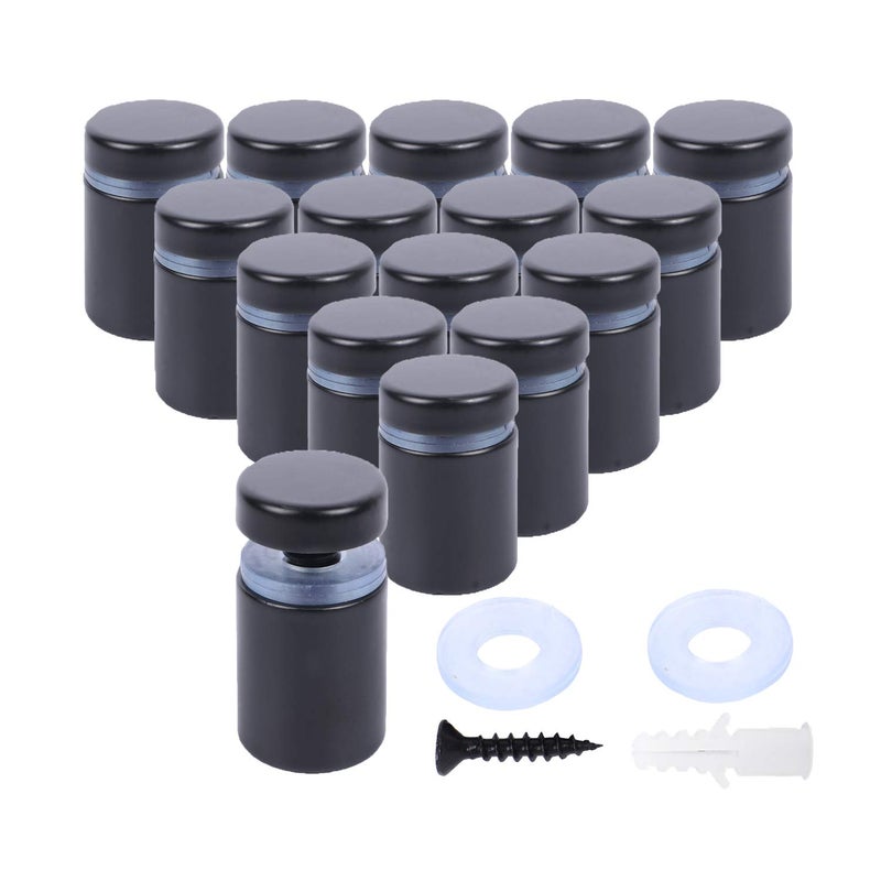 Osring 3/4 x 1 Inch Sign Standoffs Hardware 16 Pack, Stainless Steel Screw Standoffs Wall Mounting Signage Holder for Acrylic Board, Glass Panel and Plexiglass Picture, Black - Image 1